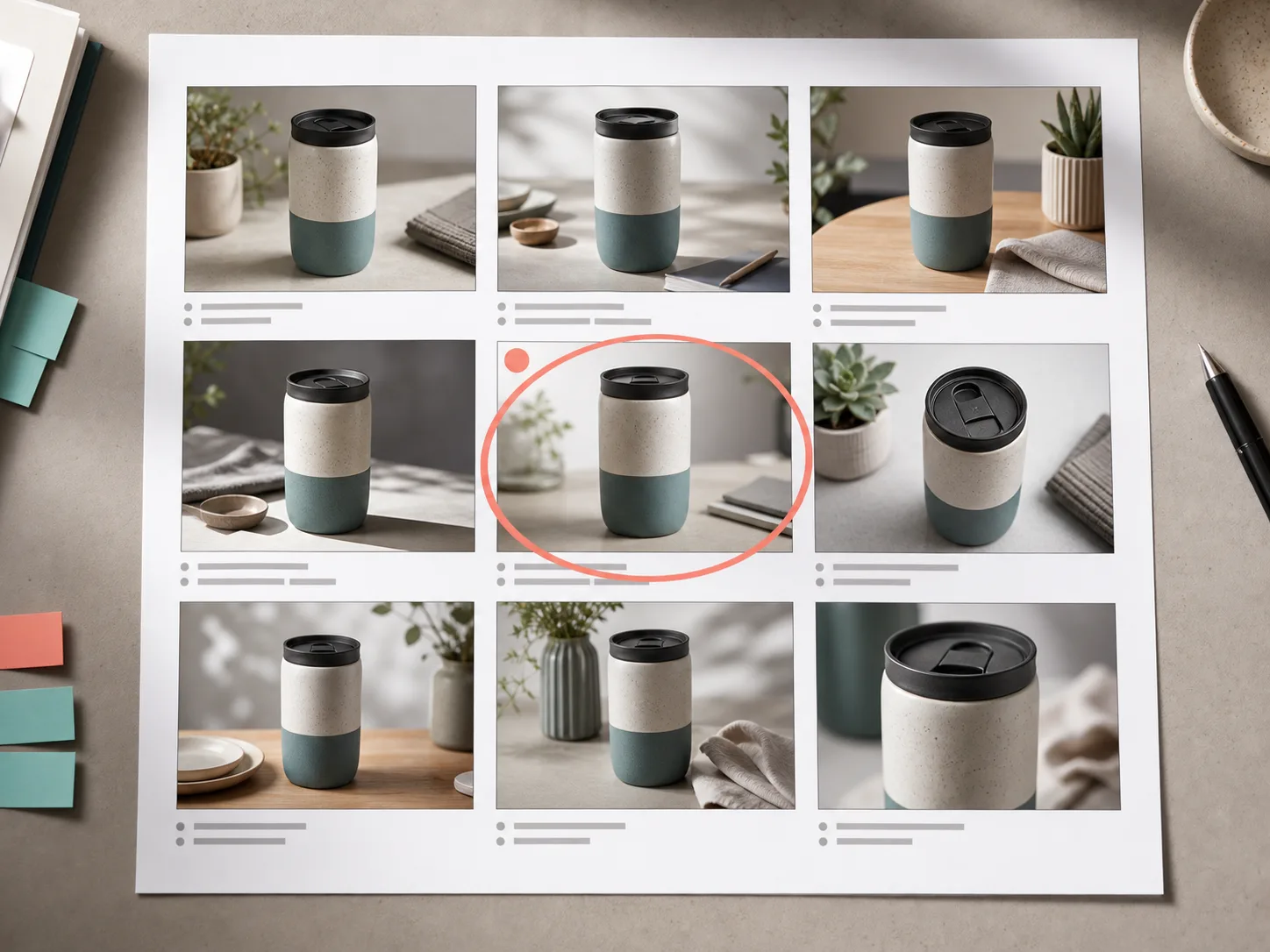 Nine GPT Image 2 product image candidates with one selected as the anchor frame